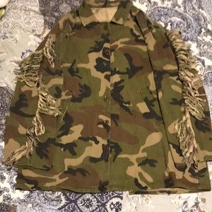 Feminine camo fringe coat size xl